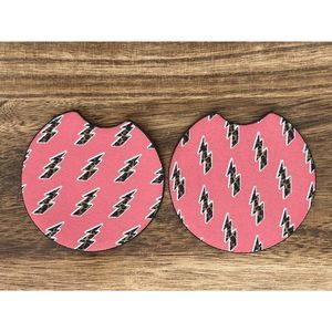 🎄 Retro Animal Print Lightning Bolt Car Coasters
